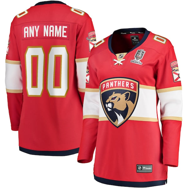 Florida Panthers Women's Home 2024 Stanley Cup Champions Breakaway Custom Jersey?ยจC Red