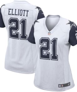 Alternative view of Ezekiel Elliott Dallas Cowboys Nike Women's Alternate Game Jersey - White/Navy