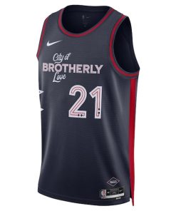 Alternative view of Joel Embiid Philadelphia 76ers Nike Unisex 2023/24 Swingman Jersey - Navy - City Edition