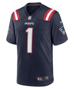 Alternative view of Number 1 Groom New England Patriots Nike Game Jersey - Navy
