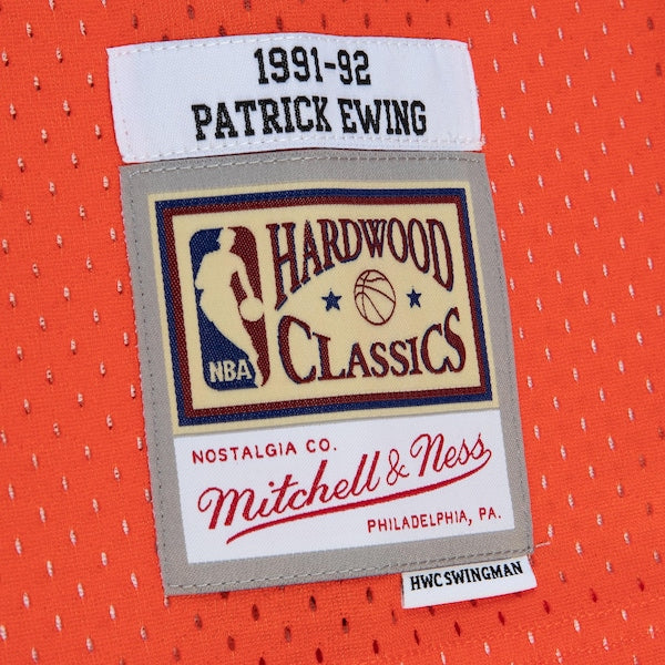 Patrick Ewing New York Knicks 1991/92 Hardwood Classics Fadeaway Swingman Player Jersey - Orange/Royal - Image 5