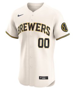 Alternative view of Milwaukee Brewers Nike Home Elite Custom Jersey - Cream