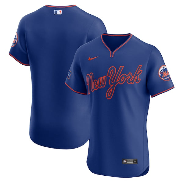 New York Mets Nike Alternate Sponsor Patch Elite Jersey - Royal