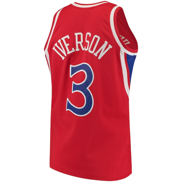 Allen Iverson Philadelphia 76ers 1996/97 Hardwood Classics Swingman Jersey - Red/White - Image 4