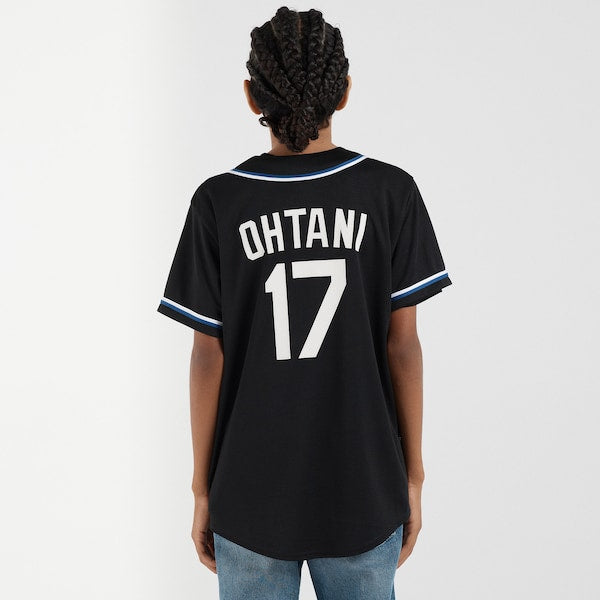 Shohei Ohtani Los Angeles Dodgers Nike Youth Lights Out Replica Player Jersey - Black - Image 6
