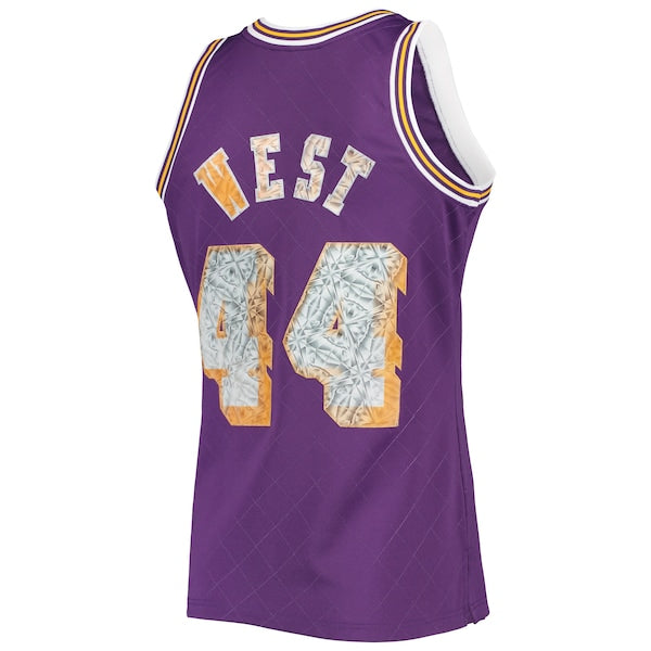 Jerry West Los Angeles Lakers 1971/72 Hardwood Classics NBA 75th Anniversary Diamond Swingman Jersey - Purple - Image 3