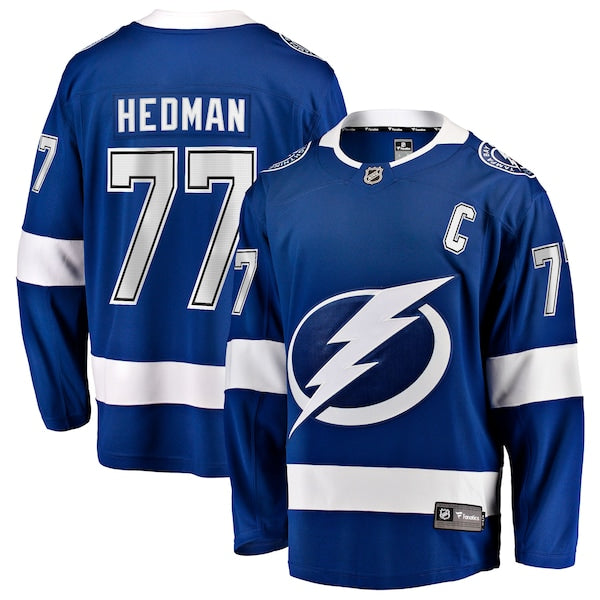 Victor Hedman Tampa Bay Lightning Home Captain Patch Breakaway Jersey - Blue