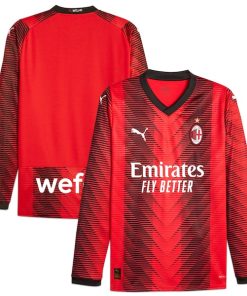 AC Milan Puma 2023/24 Home Replica Long Sleeve Jersey - Red