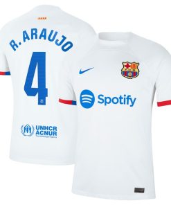 Ronald Araujo Barcelona Nike 2023/24 Away Replica Jersey - White/Aqua/Royal