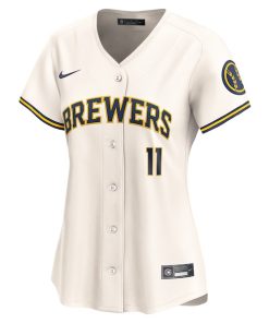 Alternative view of Jackson Chourio Milwaukee Brewers Nike Women's Home Limited Player Jersey - Cream
