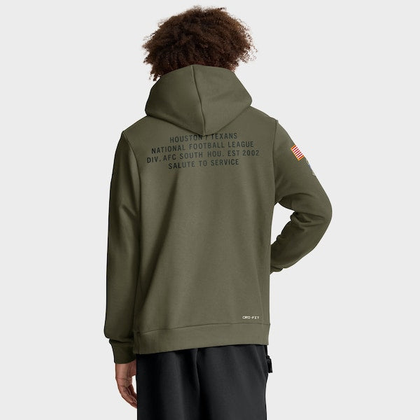 Houston Texans Nike 2025 Salute to Service Sideline Standard Issue Dri-FIT Hoodie - Olive - Image 2