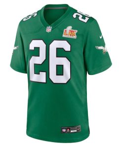 Alternative view of Saquon Barkley Philadelphia Eagles Nike Super Bowl LIX 2nd Alternate Game Jersey - Kelly Green