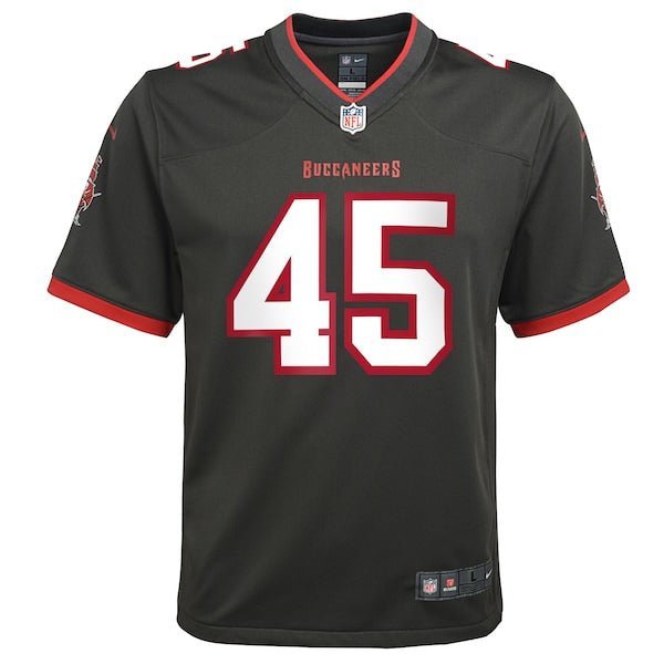 Devin White Tampa Bay Buccaneers Nike Youth Game Jersey - Pewter/Orange/Red - Image 2