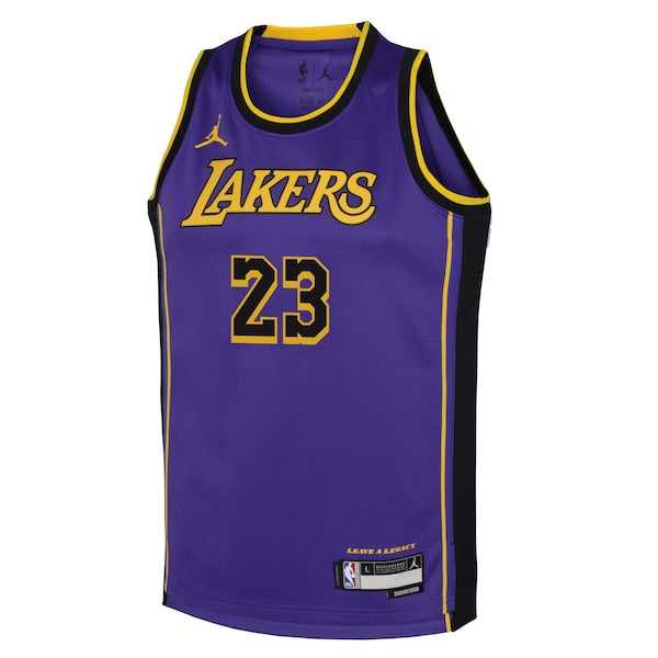 LeBron James Los Angeles Lakers Jordan Brand Youth Performance Swingman Jersey - Statement - Purple - Image 2