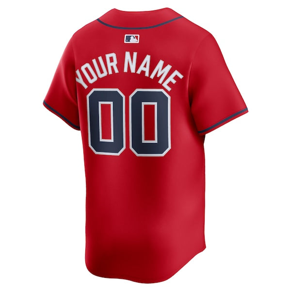 Atlanta Braves Nike Alternate Limited Custom Jersey - Red/White - Image 4