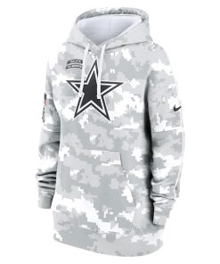 Alternative view of Dallas Cowboys Nike Women's 2024 Salute To Service Club Fleece Pullover Hoodie - Arctic Camo
