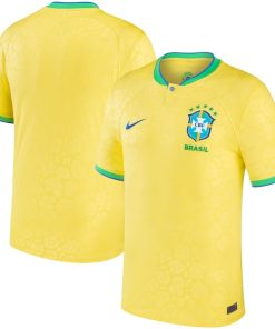 Brazil National Team Nike 2022/23 Home Breathe Stadium Replica Blank Jersey - Yellow