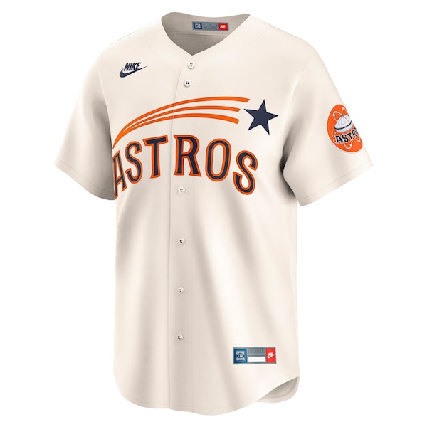 Houston Astros Nike Throwback Cooperstown Collection Limited Jersey - Cream - Image 2