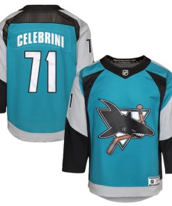 Macklin Celebrini San Jose Sharks Youth Alternate Replica Player Jersey - Teal