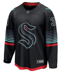 Alternative view of Philipp Grubauer Seattle Kraken  Alternate Breakaway Player Jersey - Black