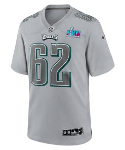 Alternative view of Jason Kelce Philadelphia Eagles Nike Super Bowl LVII Patch Atmosphere Fashion Game Jersey - Gray