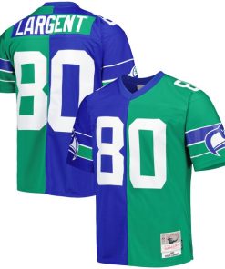 Alternative view of Steve Largent Seattle Seahawks 1985 Split Legacy Replica Jersey - Royal/Green