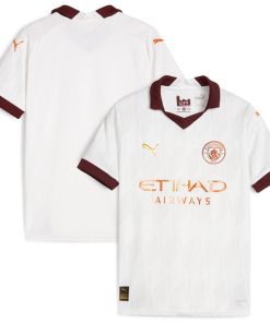 Manchester City Puma Youth 2023/24 Away Replica Jersey - White