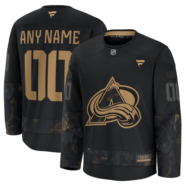 Colorado Avalanche 2024 Military Appreciation Personalized Long Sleeve Practice Jersey - Black