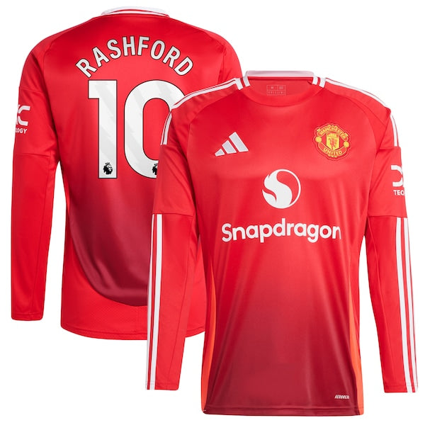 Marcus Rashford Manchester United 2024/25 Home Long Sleeve Replica Player Jersey - Red - Image 2