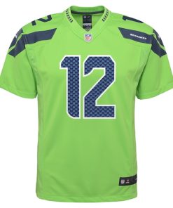 Alternative view of 12th Fan Seattle Seahawks Nike Youth Game Jersey - Neon Green
