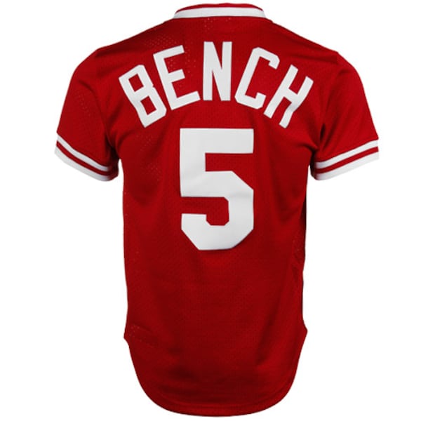 Johnny Bench Cincinnati Reds 1983 Authentic Copperstown Collection Mesh Batting Practice Jersey - Red - Image 3