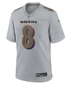 Alternative view of Lamar Jackson Baltimore Ravens Nike Atmosphere Fashion Game Jersey - Gray