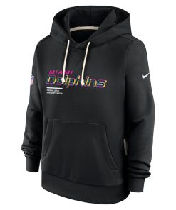 Alternative view of Miami Dolphins Nike Women's 2025 NFL Crucial Catch Sideline Standard Issue Dri-FIT Hoodie - Black