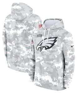 Philadelphia Eagles Nike 2024 Salute to Service Club Fleece Pullover Hoodie - Arctic Camo