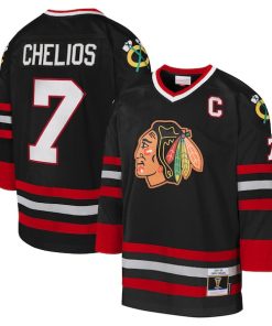 Chris Chelios Chicago Blackhawks Youth 1997-98 Blue Line Captain Patch Player Jersey - Black