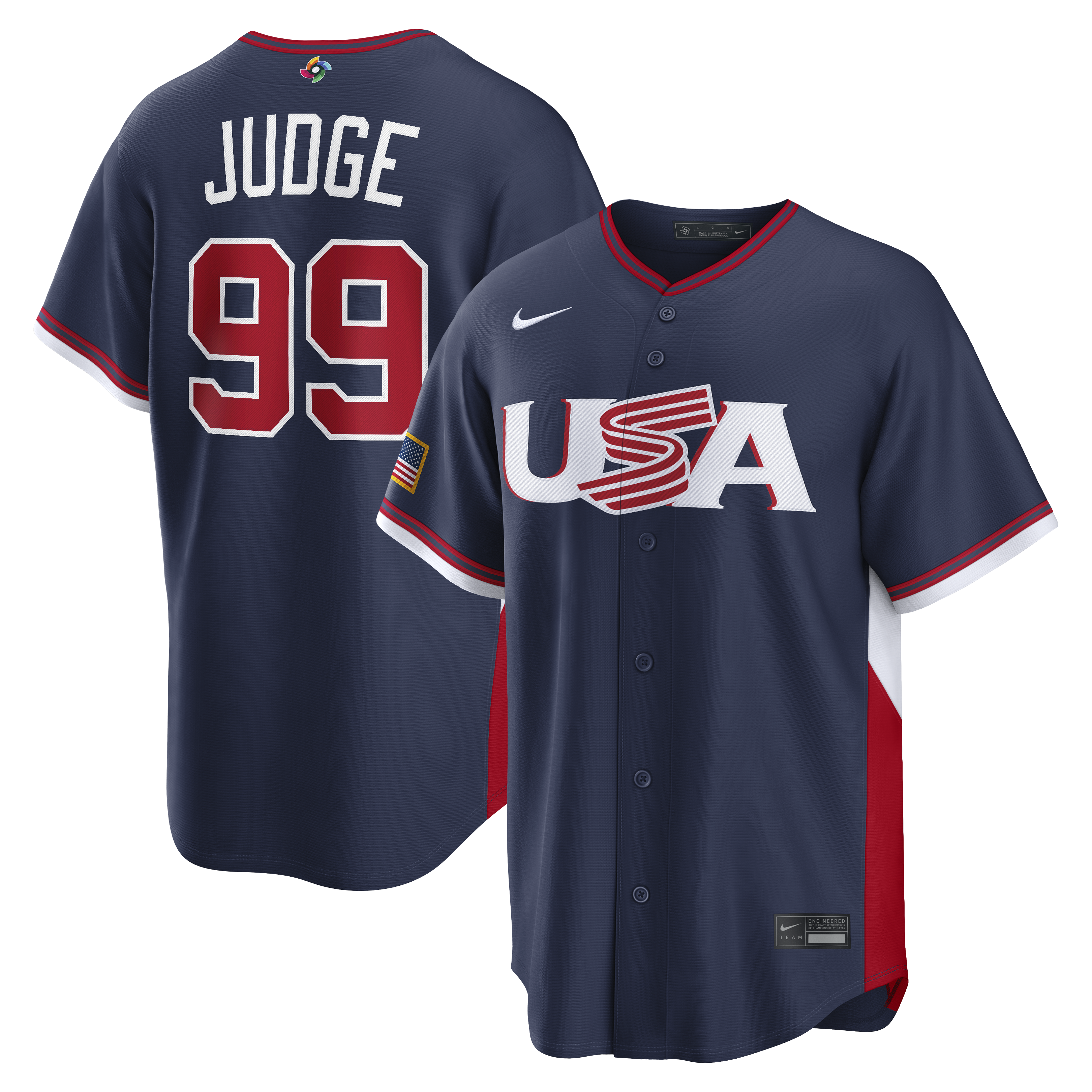 Men's USA Baseball Aaron Judge Nike 2026 World Baseball Classic Road Stadium Jersey - Navy/White - Image 6