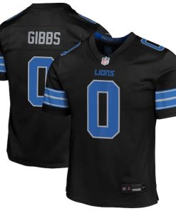 Alternative view of Jahmyr Gibbs Detroit Lions Nike Youth Alternate Game Jersey - Black/White/Blue