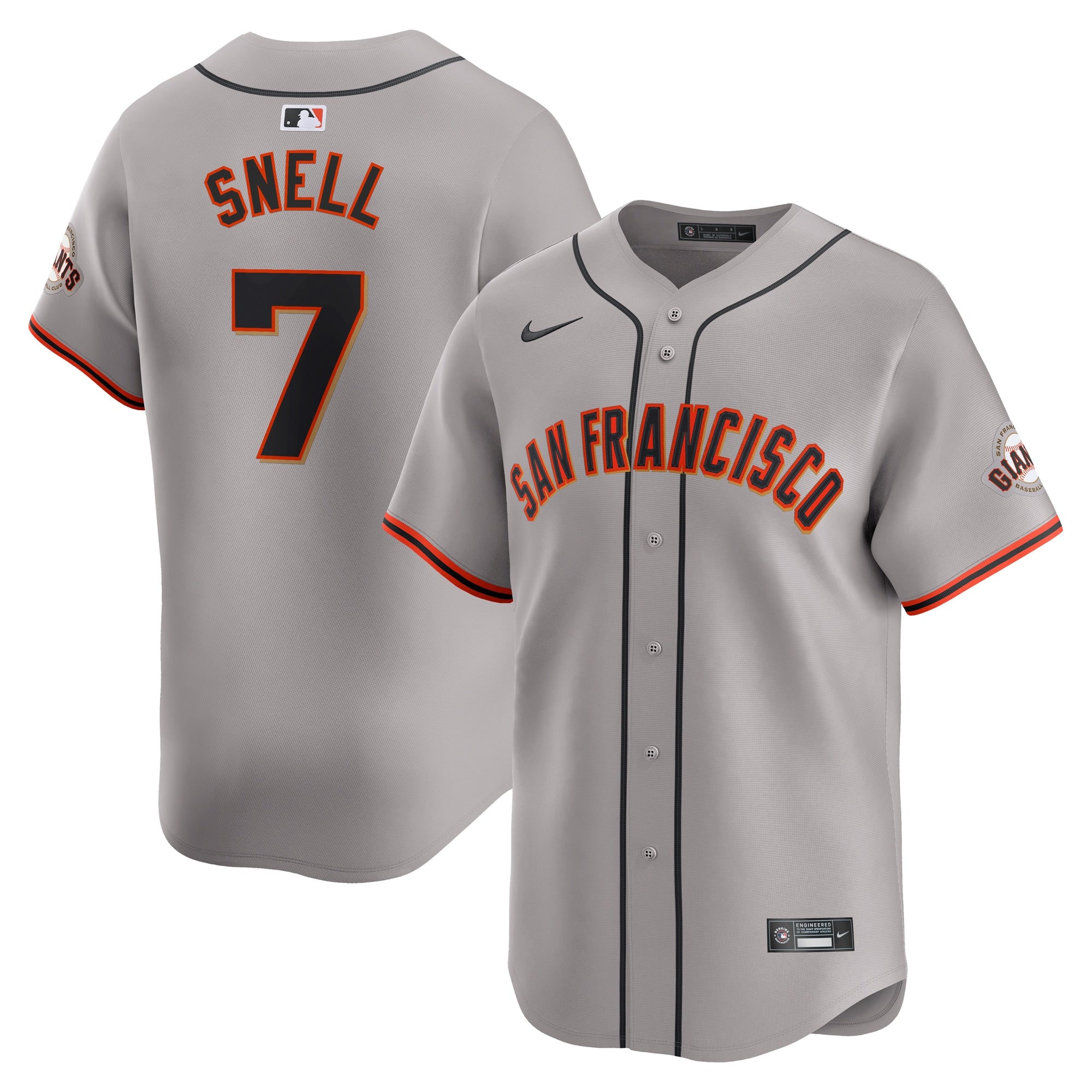 Blake Snell San Francisco Giants Nike Alternate Limited Jersey - Black/Cream/Gray - Image 8