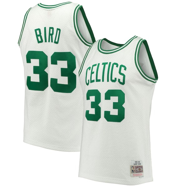 Larry Bird Boston Celtics Hardwood Classics 1985/86 Swingman Jersey - White/Kelly Green - Image 4