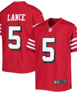 Alternative view of Trey Lance San Francisco 49ers Nike Youth Game Jersey - Scarlet/White