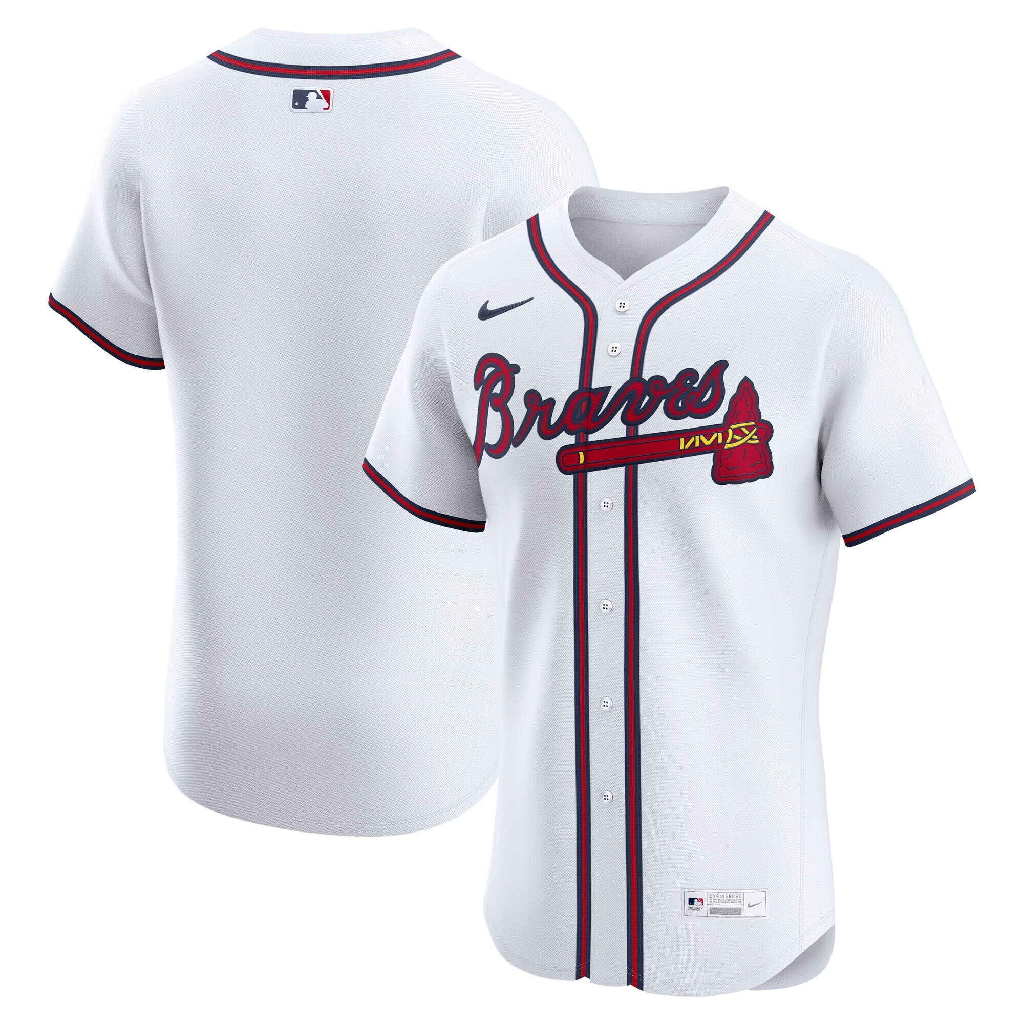 Atlanta Braves Nike Alternate Elite Jersey - Red/Navy/White - Image 8