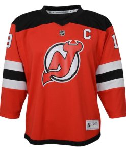 Alternative view of Nico Hischier New Jersey Devils Youth Captain Patch Home Replica Player Jersey - Red