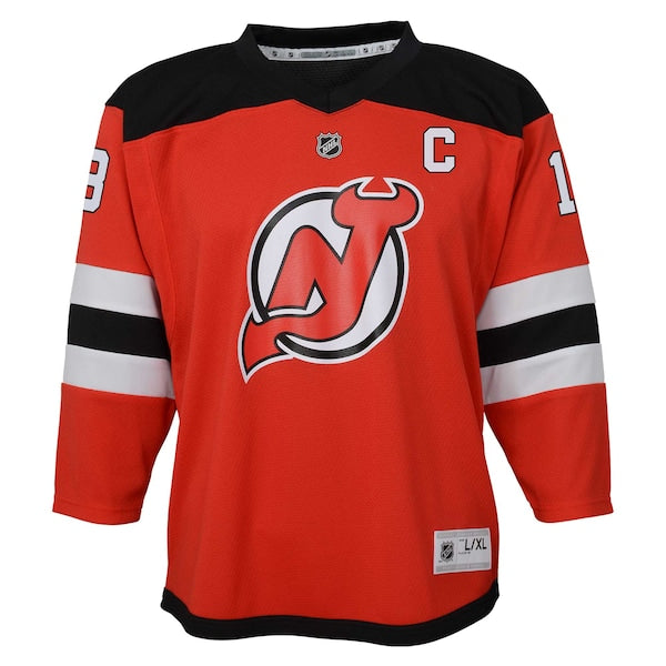 Nico Hischier New Jersey Devils Youth Captain Patch Home Replica Player Jersey - Red - Image 2