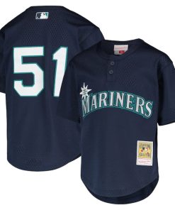 Ichiro Suzuki Seattle Mariners Youth Cooperstown Collection Mesh Batting Practice Jersey - Navy