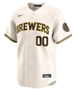 Alternative view of Milwaukee Brewers Nike Home Limited Pick-A-Player Retired Roster Jersey - Cream