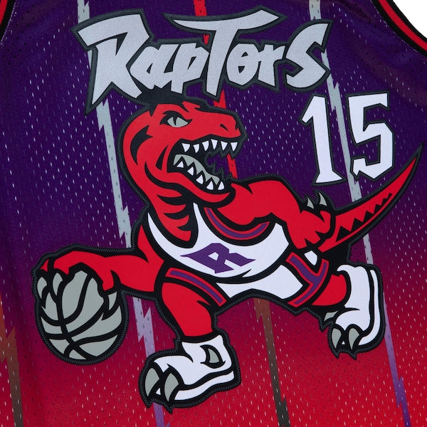 Vince Carter Toronto Raptors 1998/99 Hardwood Classics Fadeaway Swingman Player Jersey - Red/Purple - Image 5