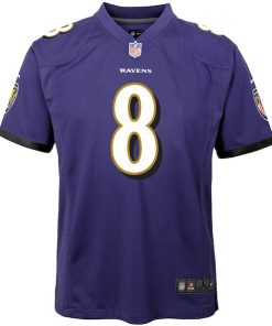 Alternative view of Lamar Jackson Baltimore Ravens Nike Youth Game Jersey - Purple