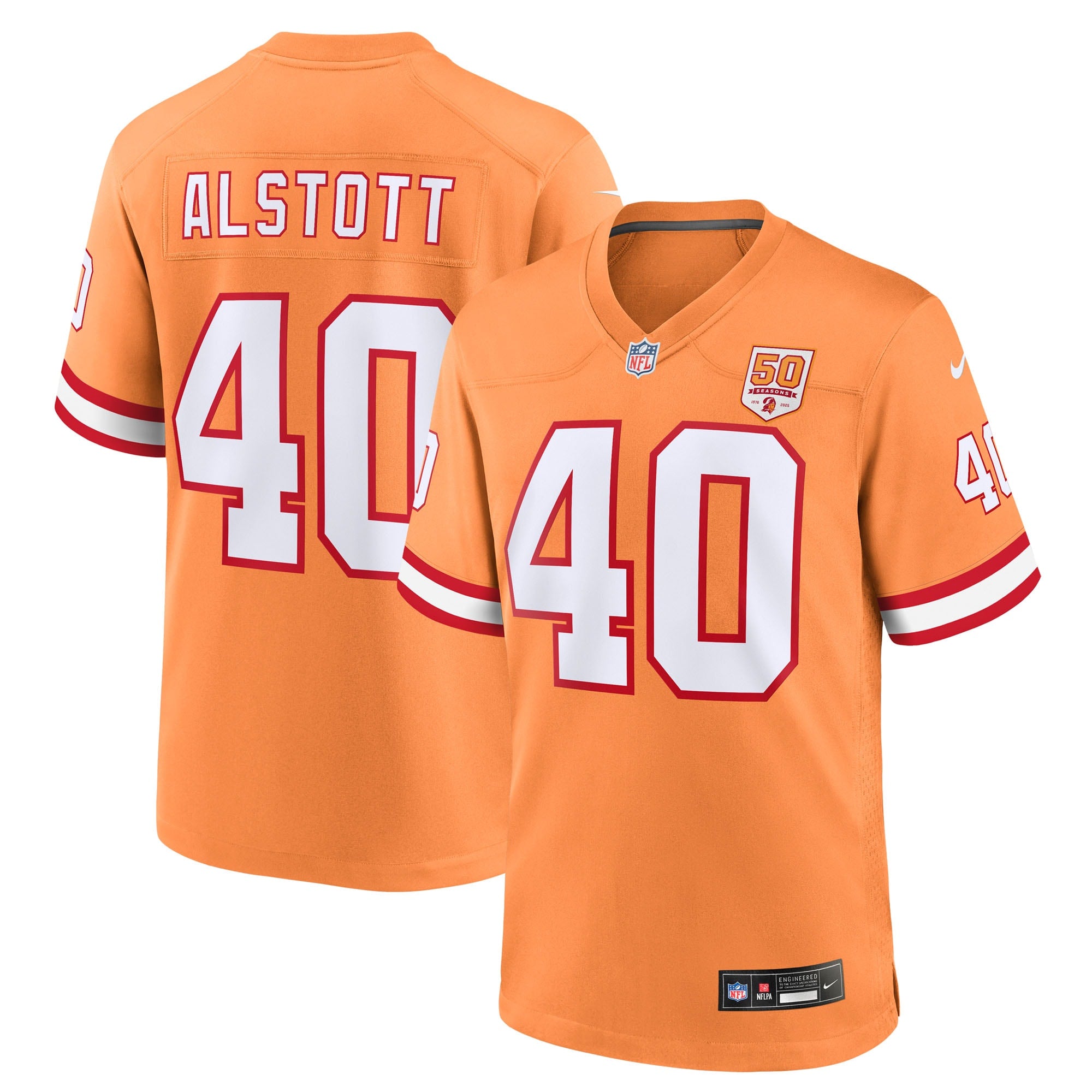 Mike Alstott Tampa Bay Buccaneers Nike 50th Season Team Game Jersey - Red/Creamsicle - Image 2