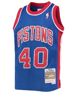 Alternative view of Bill Laimbeer Detroit Pistons Youth 1988/89 Hardwood Classics Swingman Jersey - Blue