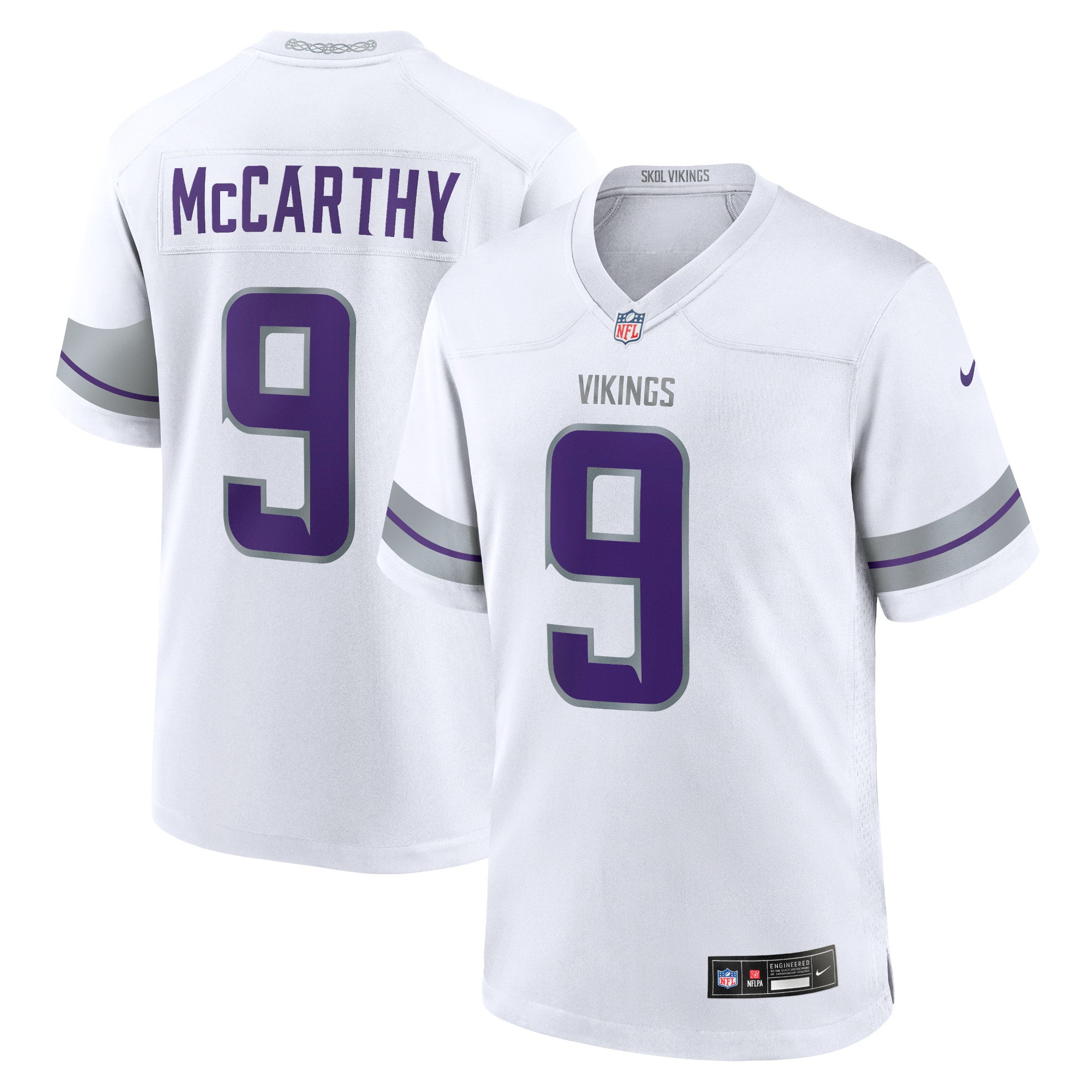 J.J. McCarthy Minnesota Vikings Nike Youth Team Player Game Jersey - Purple/White - Image 6